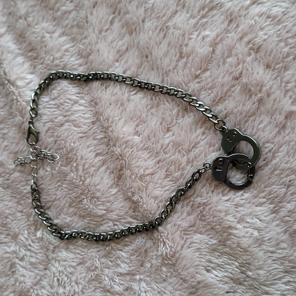 Gun metal color handcuff choker necklace or ankle bracelet!